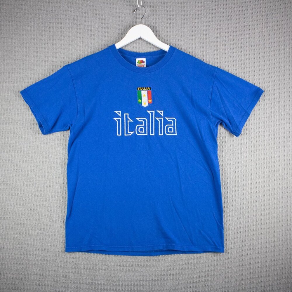 Italia Embroidered Tee Y2K 2000s Fruit of the Loom Mens L